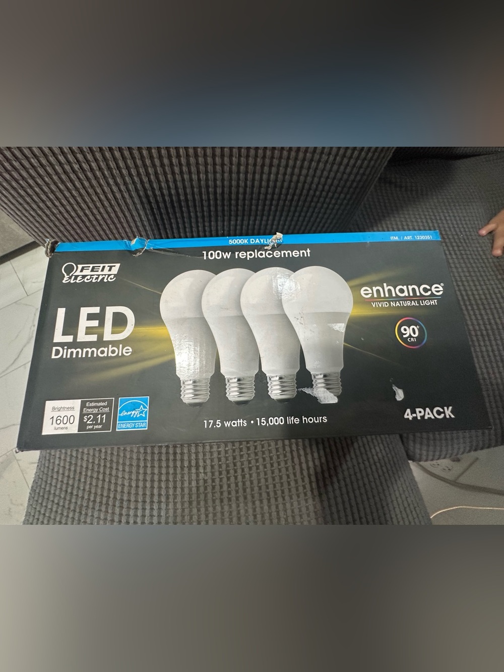 Feit Dimmable LED 3000K Bright White 4-Pack 100W replacement NEW